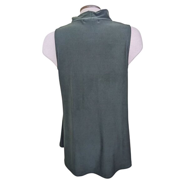 Sympli Mock Neck Jersey Sleeveless Top Womens 12 Dark Green Made In Canada - Picture 4 of 6